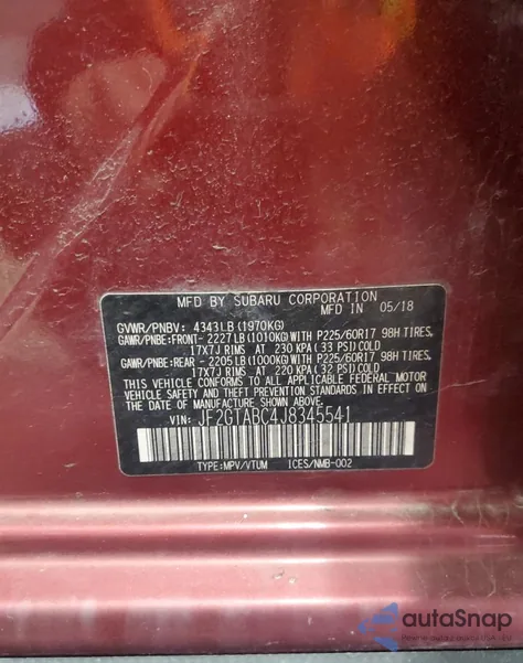 2018 Subaru Crosstrek Premium из США, поврежденный, VIN JF2GTABC4J8345541